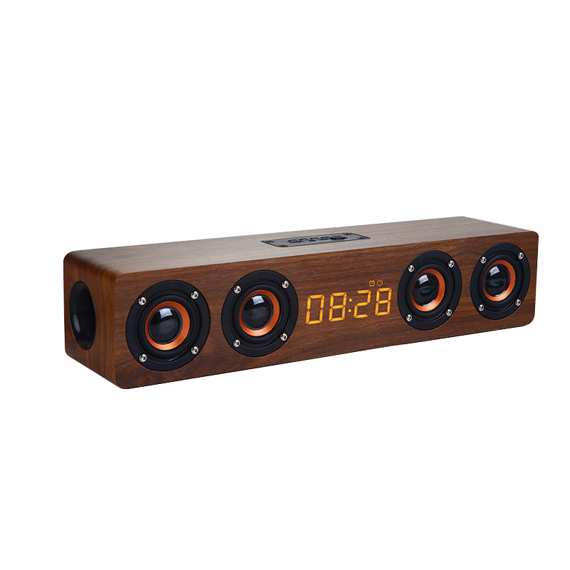 Home Use Battery Rechargeable 4 Loudspeakers Led Alarm Clock TF Card BT Smart Speaker