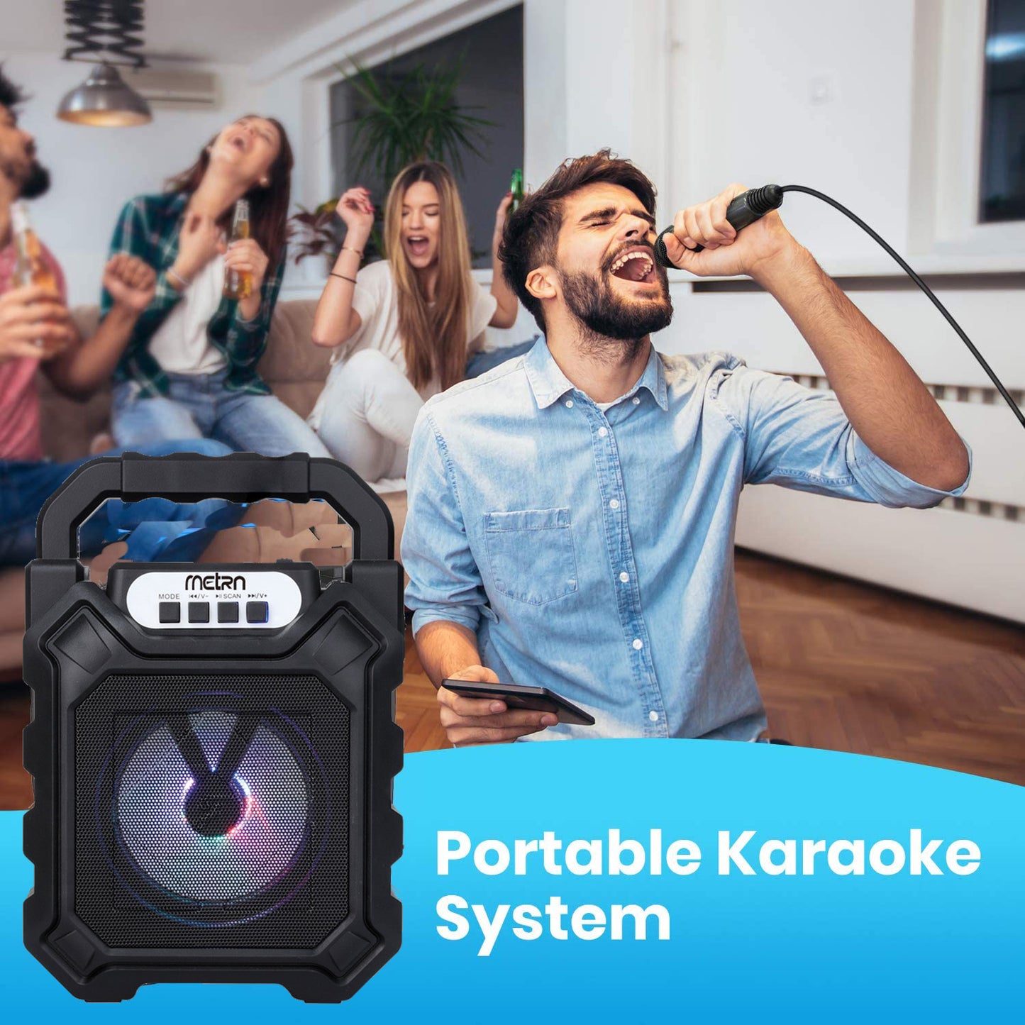 Professional Small Portable Led Light Karaoke Speaker For FM Radio